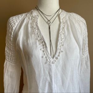 Free People Linen Peasant Blouse